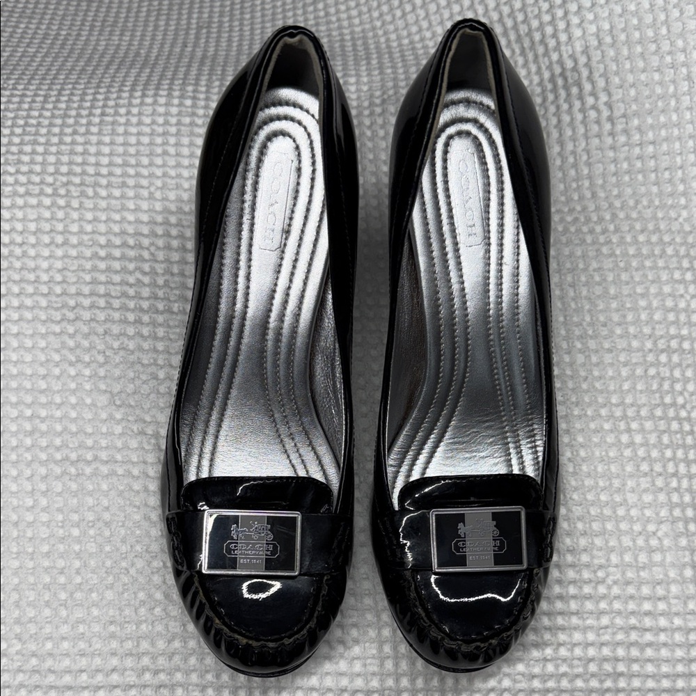 Coach Black Patent Leather Heel Loafers - 8.5